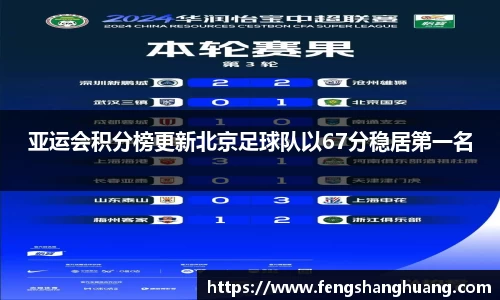 亚运会积分榜更新北京足球队以67分稳居第一名